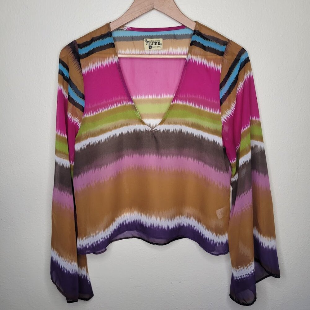 Show Me Your Mumu Bell Sleeve V-neck Top, Size S